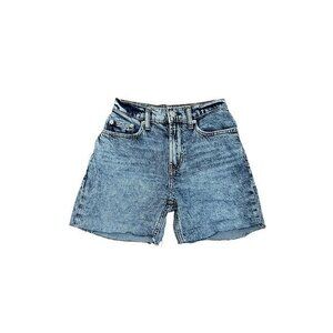 Gap Teen 10 Mom Jean High-Rise Distressed Denim Shorts Blue